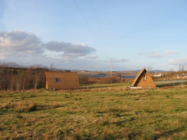 Wigwams with Loch Harport and Macleods Tables in the background - Portnalong Wigwams are ideally situated for fantastic views