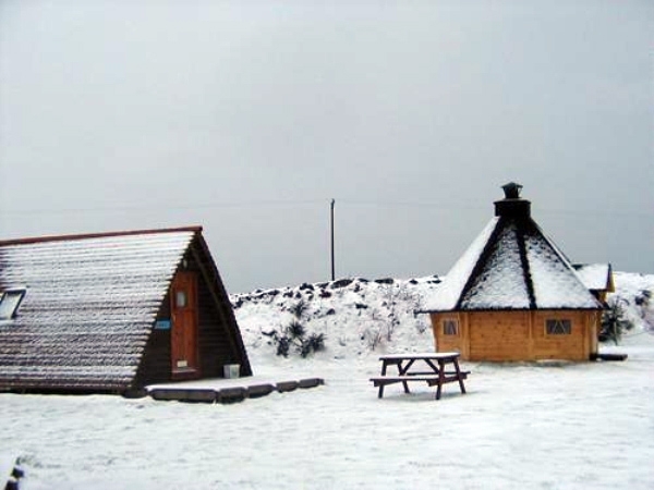 Snowy Wigwam and BBQ Hut - Even on a snowy day like this, wigwams will keep out the winter chill