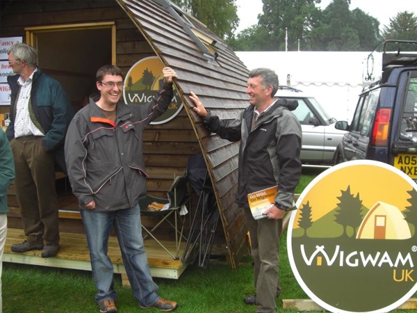 New Wigwam - Guto and Arwel with their new wigwam